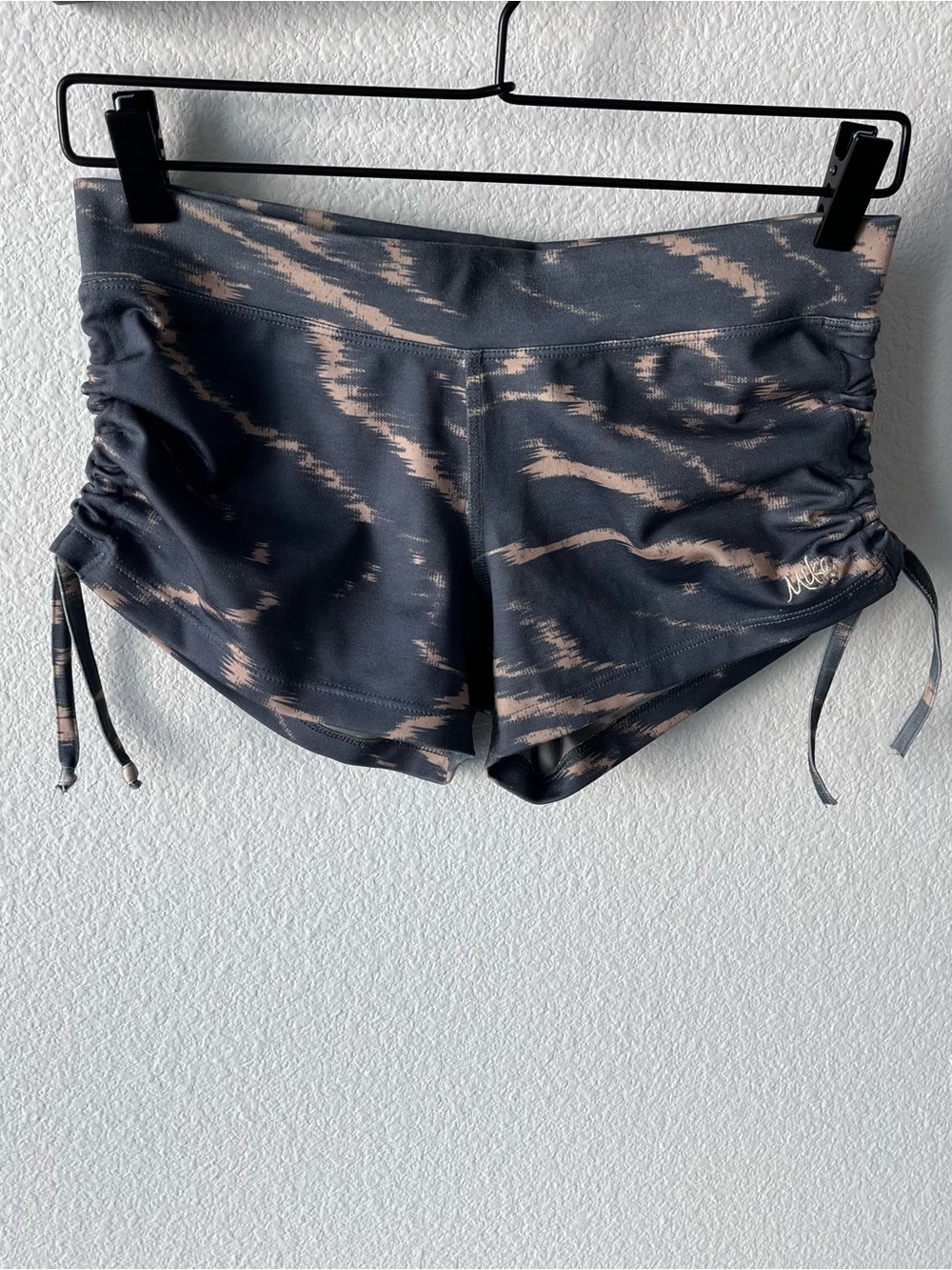 Mikaela Short, green & beige camouflage camo brushstroke print, Mika Body Wear